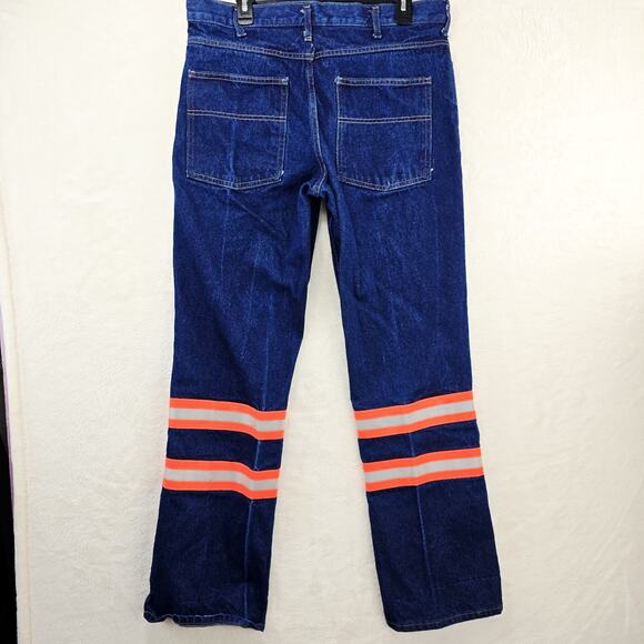 Vintage Calpia Caltrans Jeans Made In USA Zipper Fly Snap Reflective Size 36x32 - Picture 7 of 13